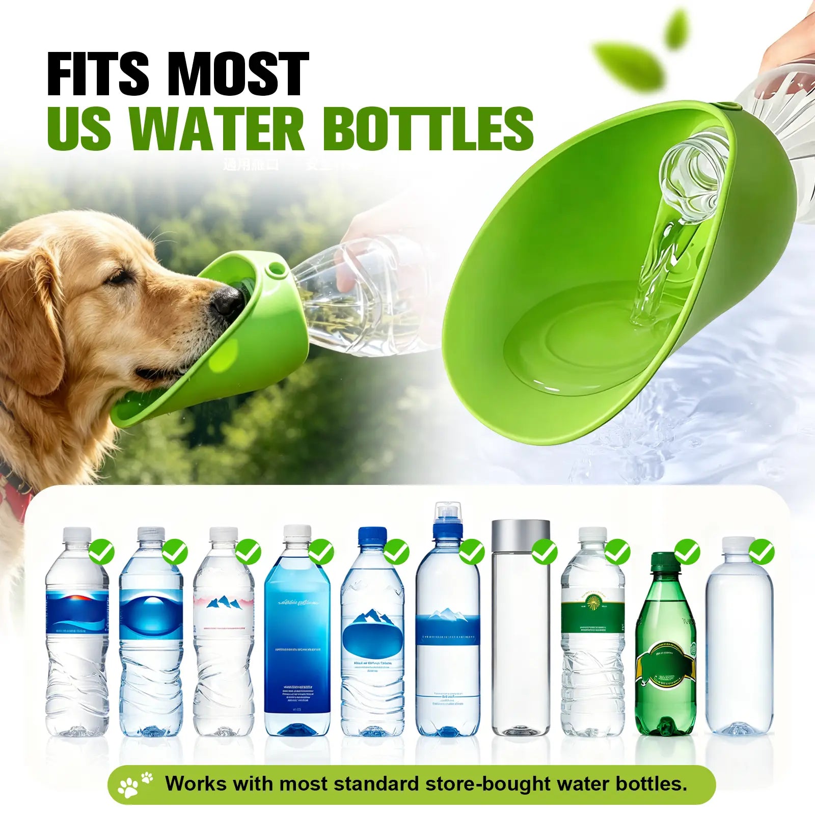 HILLIEN Portable Compact & Lightweight Dog Water Bottle - Foldable Leak-Preventing Pet Water Dispenser with Easy 1-Hand Operation, Dog Accessories for Backpack, Car, Walking | Dealsforyoudays