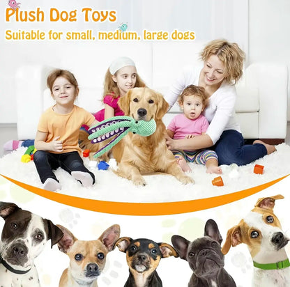 Interactive Plush Squeaky Dog Toy for All Sizes - Durable Soft Fabric Chew Toy for Indoor Play and Boredom Relief - MRWJ