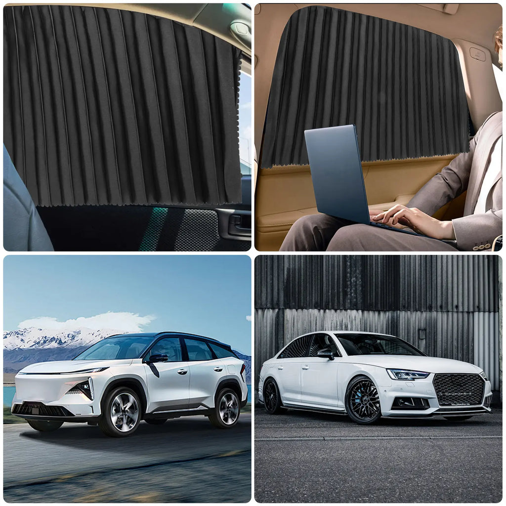 4 Pcs Magnetic Car Window Shades-Retractable Side Window Privacy Curtains,Side Strong-Light Blocking UV Protection Sun Blocker,Car Window Curtain