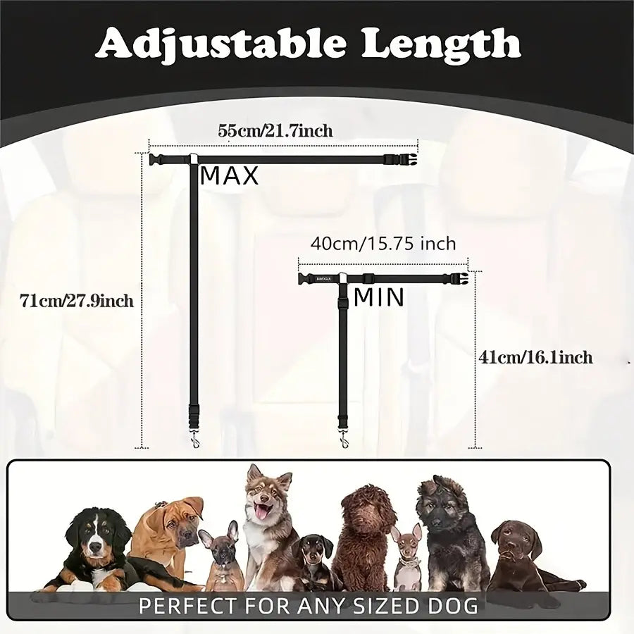 Pawzseek Universal Dog Harness Car Seat Belt Strap - Adjustable, Durable, Easy-To-Use Pet Safety Accessory for Secure Car Fit, Safe Travel Rides