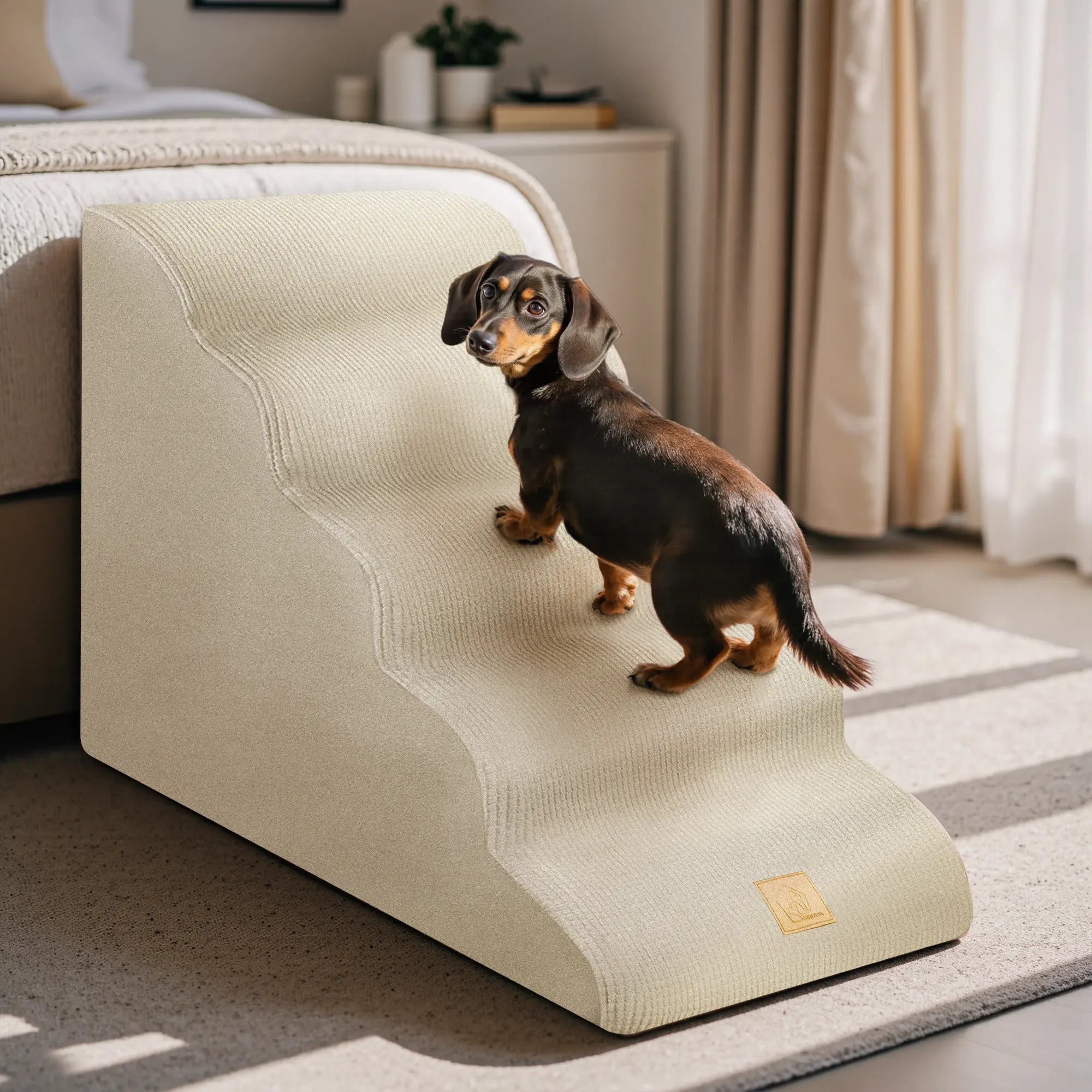 TSYPAIRS 5 Steps Ramp for Large Dogs, 23" Foam Dog Stairs, with Non-Slip Bottom, Dog Ramp, Gray, Brown, Etc