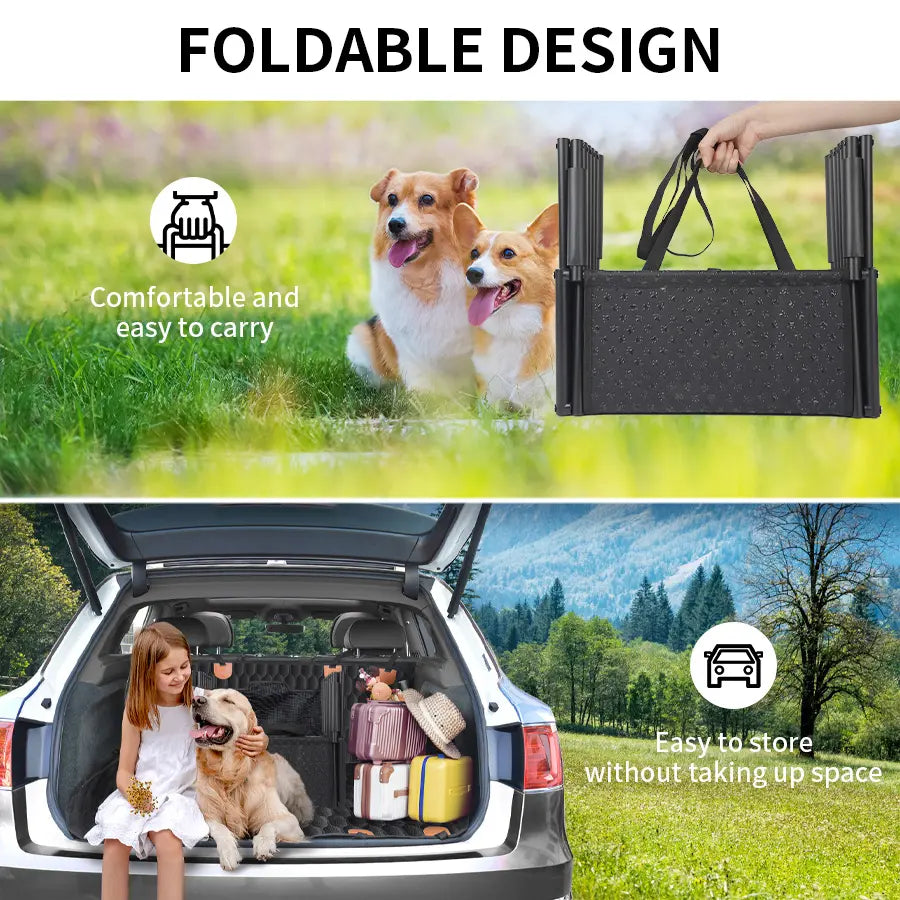Aothey 5 Step Dog Stairs for Car,Foldable Dog Ramps for Large Dogs with Non Slip Surface, Portable Dog Steps for Cars and SUV, Truck, Support up to 200 Lbs