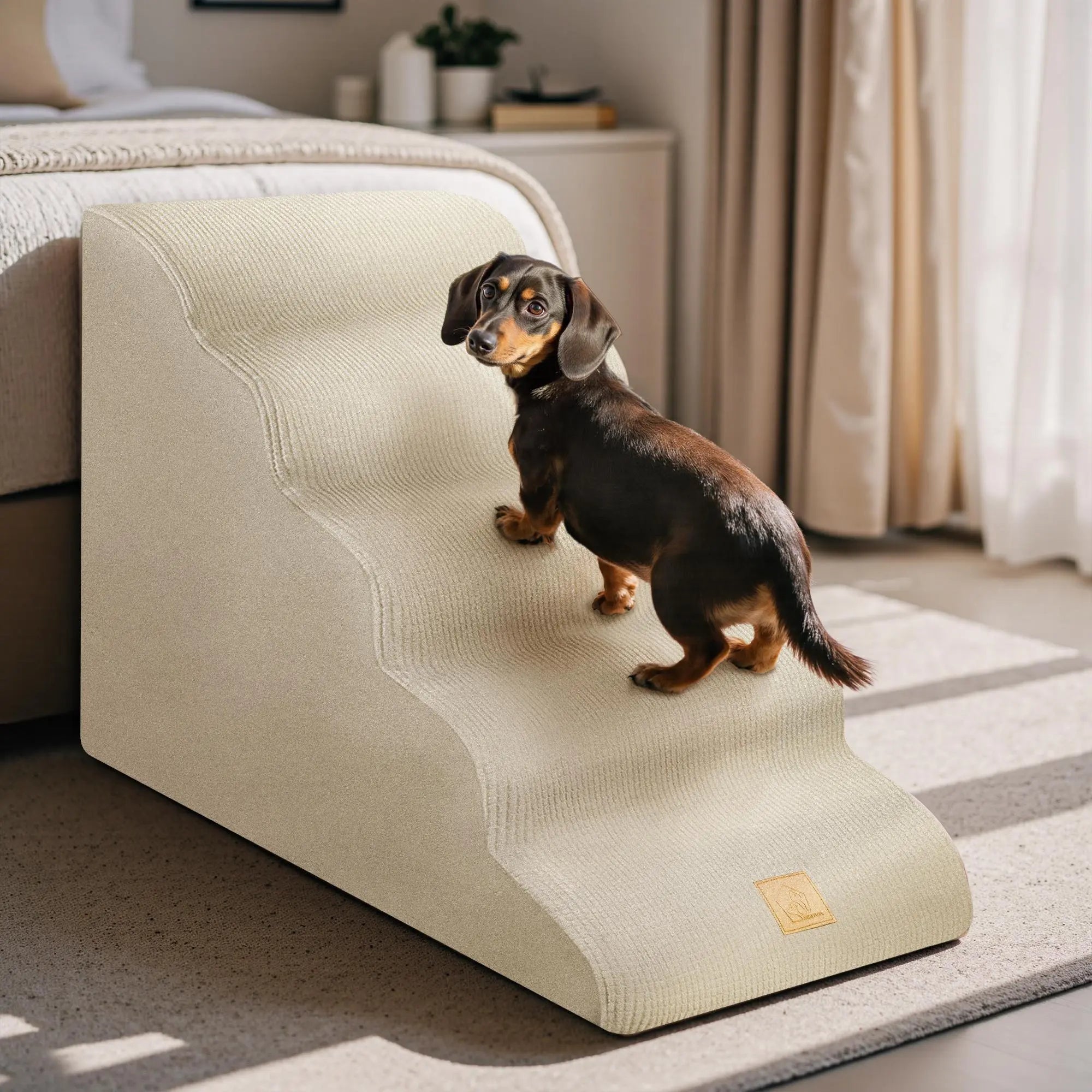 TSYPAIRS 5 Steps Ramp for Large Dogs, 23" Foam Dog Stairs, with Non-Slip Bottom, Dog Ramp, Gray, Brown, Etc
