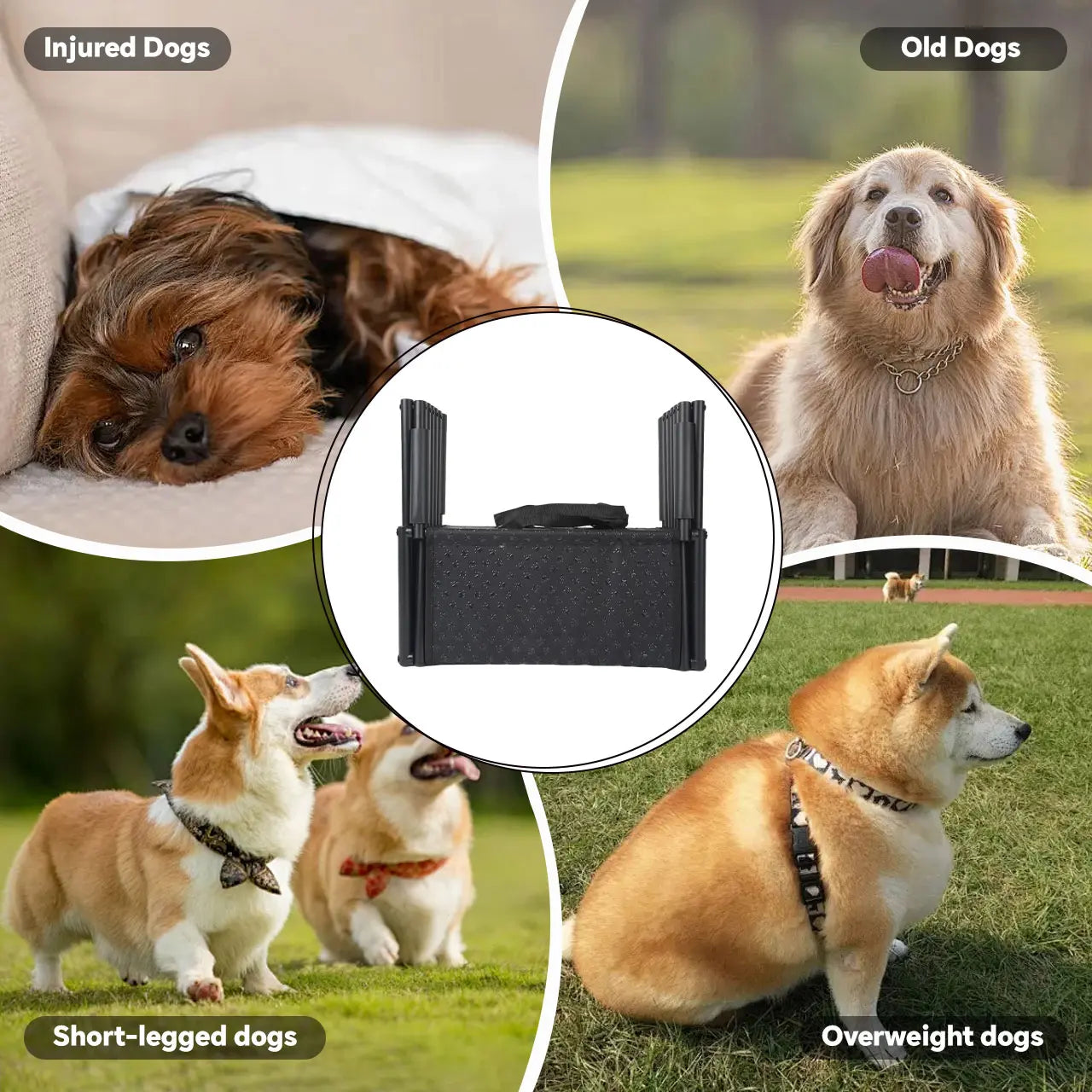 Aothey 5 Step Dog Stairs for Car,Foldable Dog Ramps for Large Dogs with Non Slip Surface, Portable Dog Steps for Cars and SUV, Truck, Support up to 200 Lbs
