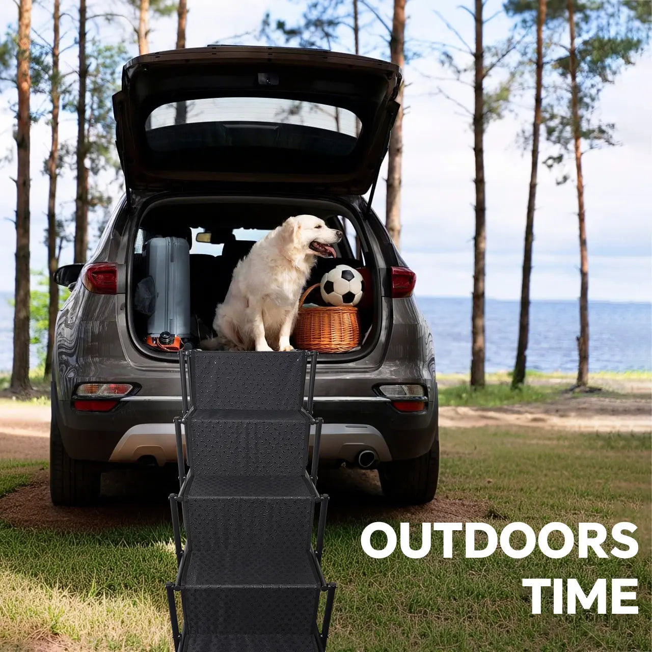 Aothey 5 Step Dog Stairs for Car,Foldable Dog Ramps for Large Dogs with Non Slip Surface, Portable Dog Steps for Cars and SUV, Truck, Support up to 200 Lbs