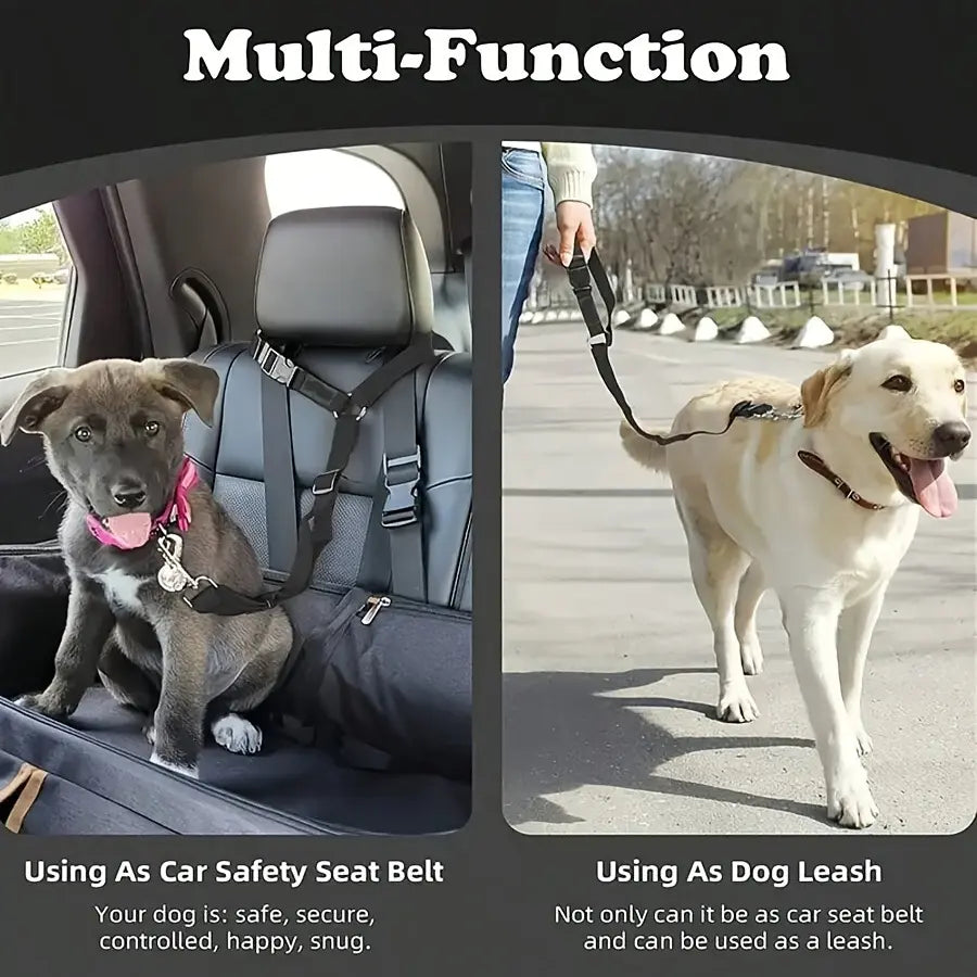 Pawzseek Universal Dog Harness Car Seat Belt Strap - Adjustable, Durable, Easy-To-Use Pet Safety Accessory for Secure Car Fit, Safe Travel Rides