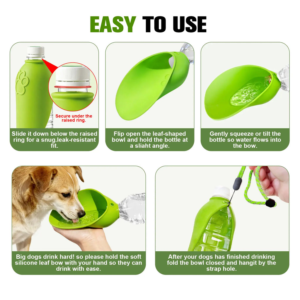 HILLIEN Portable Compact & Lightweight Dog Water Bottle - Foldable Leak-Preventing Pet Water Dispenser with Easy 1-Hand Operation, Dog Accessories for Backpack, Car, Walking | Dealsforyoudays