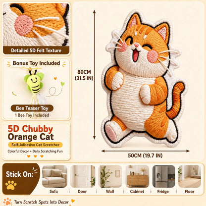 Omnipets 5D Cartoon-Printed Polyester Felt Cat Scratching Pad - Self-Adhesive Vertical Wall-Mounted Furniture Protector with Complimentary Bee Toy for Clean Indoor Cat Care