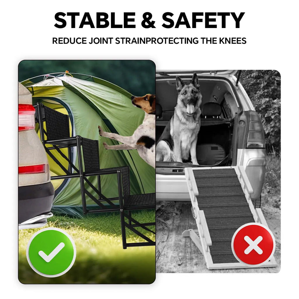 Aothey 5 Step Dog Stairs for Car,Foldable Dog Ramps for Large Dogs with Non Slip Surface, Portable Dog Steps for Cars and SUV, Truck, Support up to 200 Lbs