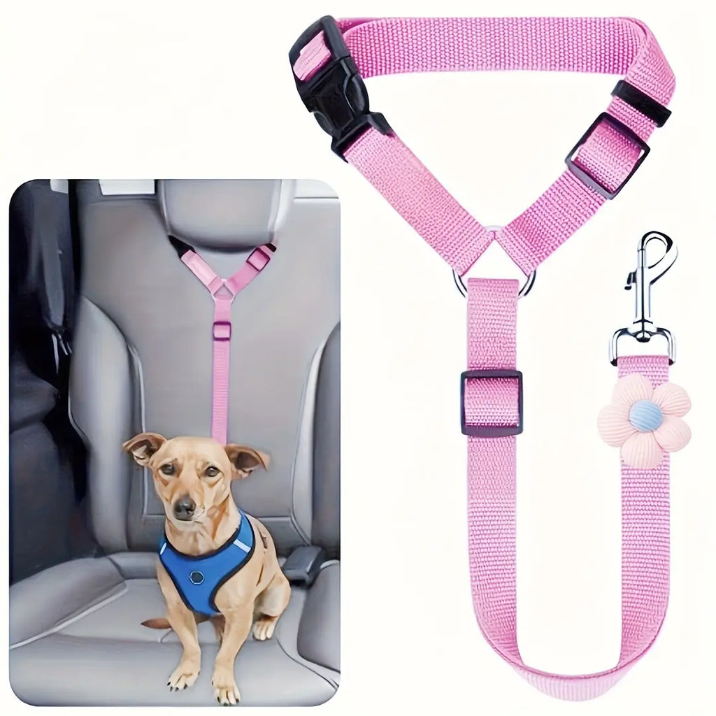 Pawzseek Universal Dog Harness Car Seat Belt Strap - Adjustable, Durable, Easy-To-Use Pet Safety Accessory for Secure Car Fit, Safe Travel Rides