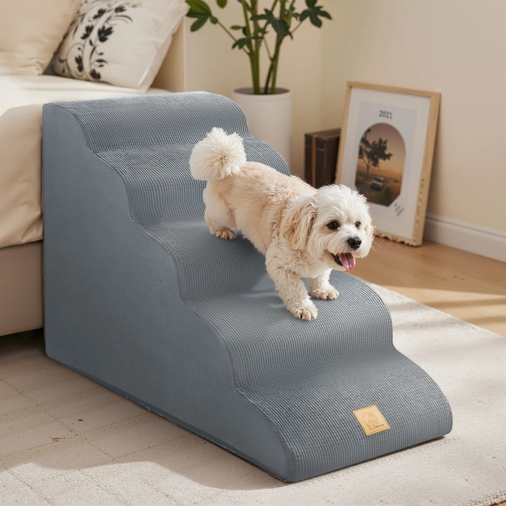 TSYPAIRS 5 Steps Ramp for Large Dogs, 23" Foam Dog Stairs, with Non-Slip Bottom, Dog Ramp, Gray, Brown, Etc