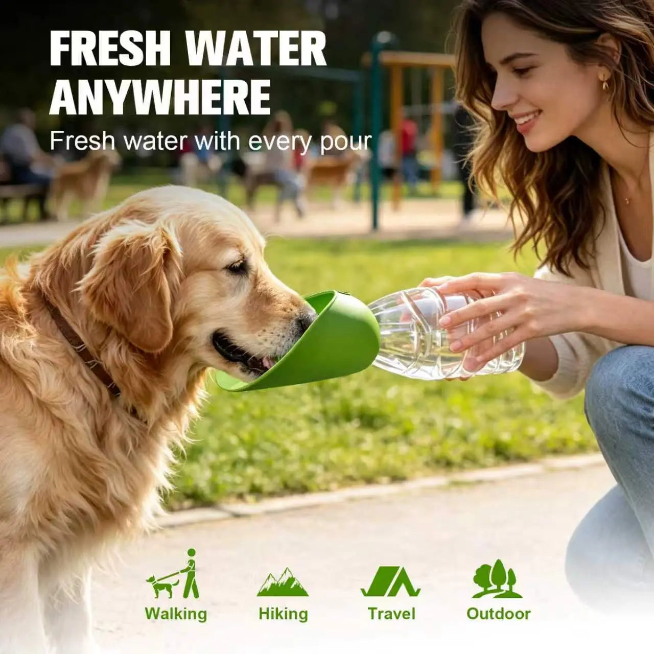 HILLIEN Portable Compact & Lightweight Dog Water Bottle - Foldable Leak-Preventing Pet Water Dispenser with Easy 1-Hand Operation, Dog Accessories for Backpack, Car, Walking | Dealsforyoudays