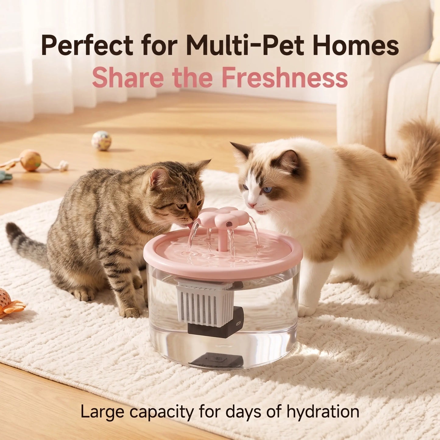 Cat Water Fountain Dispenser, Transparent Design, Quiet Operation, Usb-Powered, Recirculating Filter, Indoor Cat Drinking Fountain