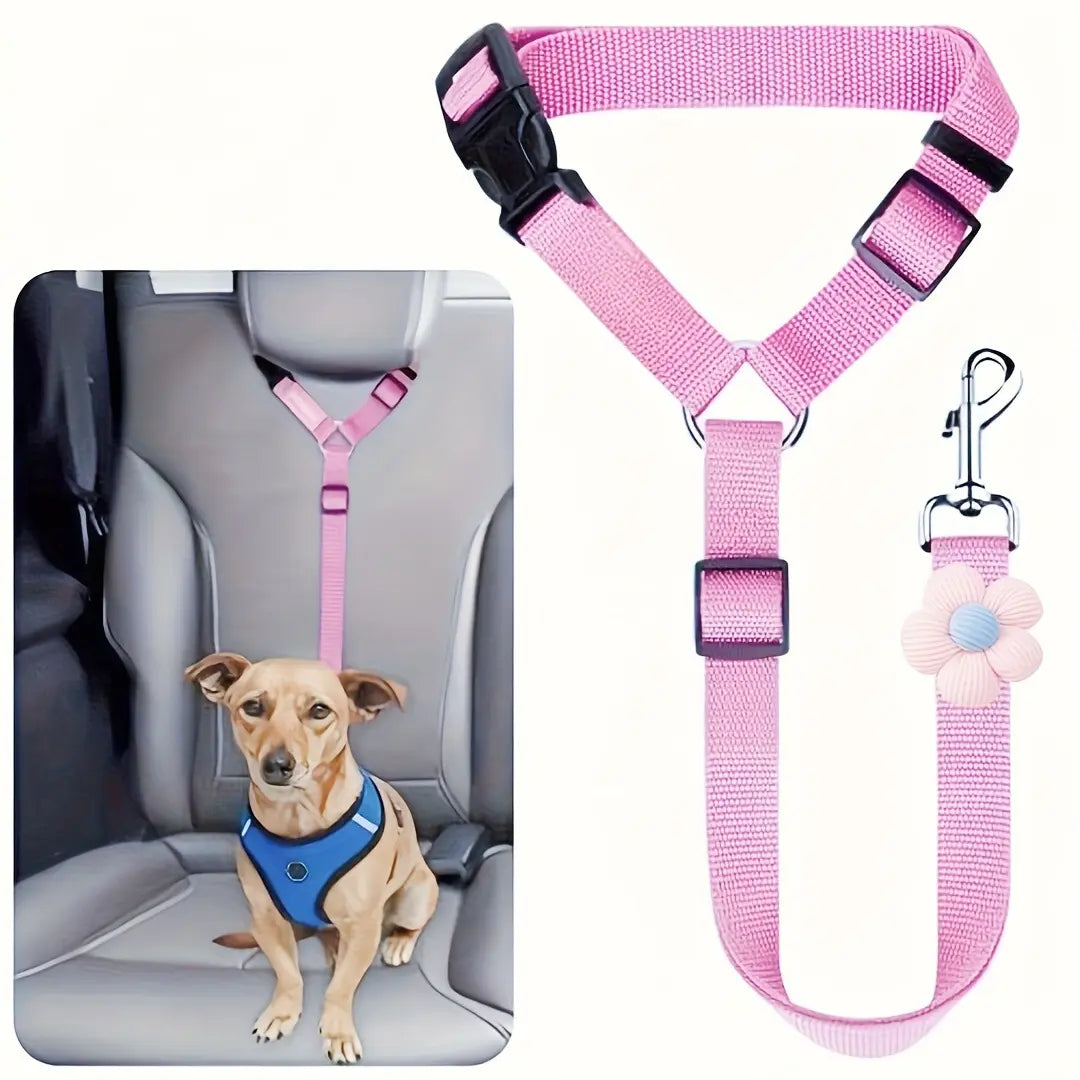 Pawzseek Universal Dog Harness Car Seat Belt Strap - Adjustable, Durable, Easy-To-Use Pet Safety Accessory for Secure Car Fit, Safe Travel Rides