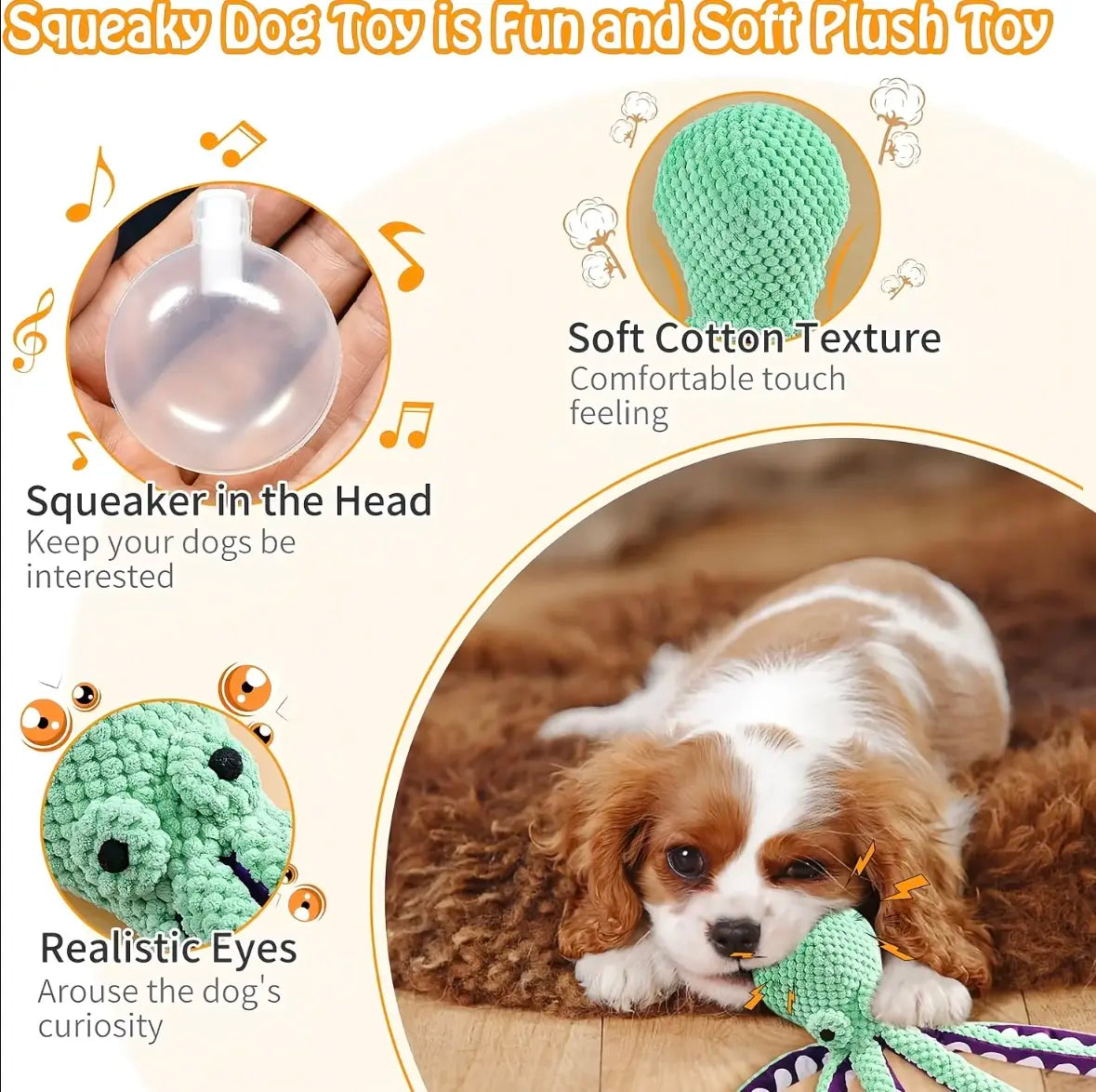 Interactive Plush Squeaky Dog Toy for All Sizes - Durable Soft Fabric Chew Toy for Indoor Play and Boredom Relief - MRWJ