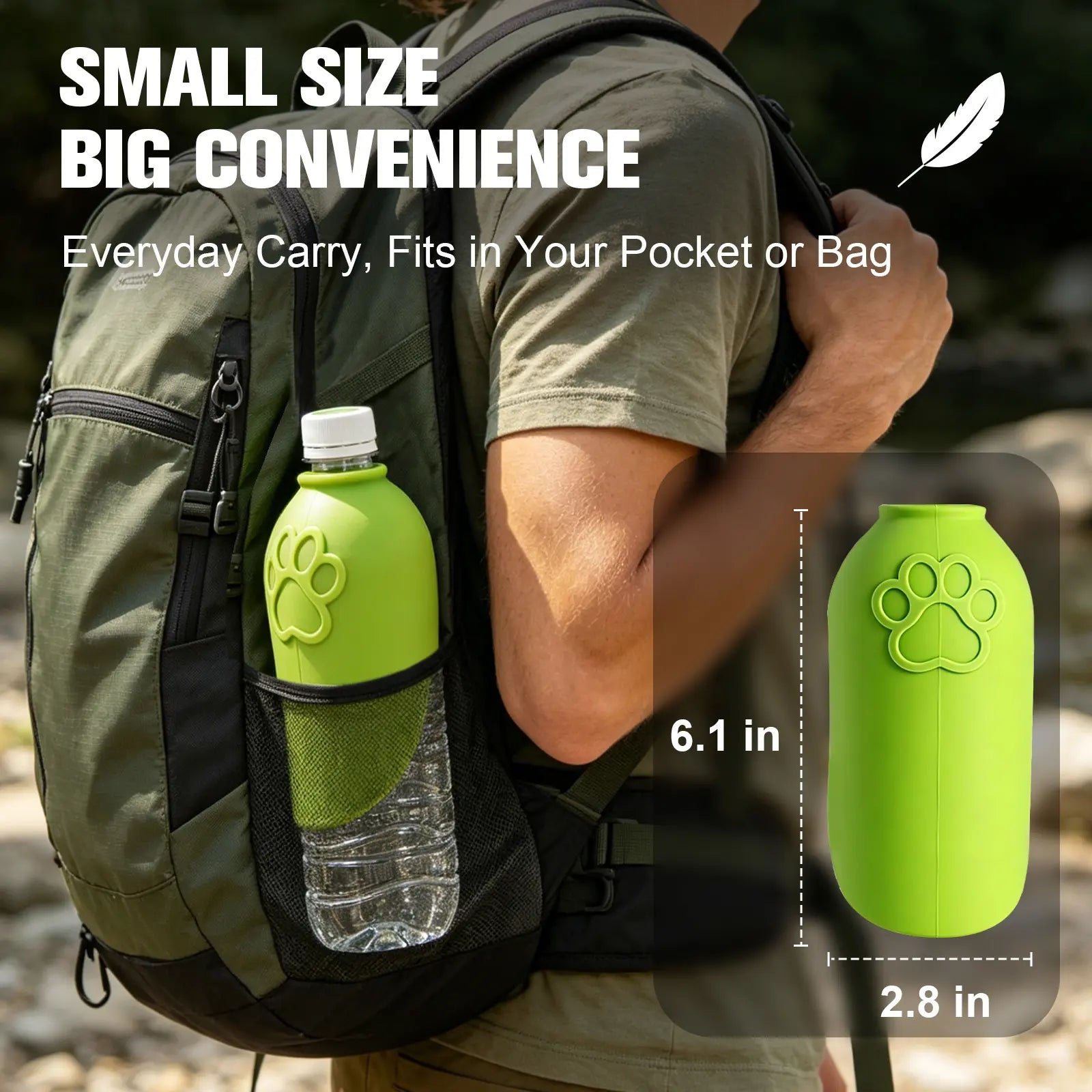 HILLIEN Portable Compact & Lightweight Dog Water Bottle - Foldable Leak-Preventing Pet Water Dispenser with Easy 1-Hand Operation, Dog Accessories for Backpack, Car, Walking | Dealsforyoudays