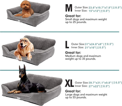 Rectangle Dog Bed Dog Beds for Small Dog Medium Dog Large Dog Washable Sleep Warm Dog Bed with Anti-Slip Bottom (Medium, Grey)