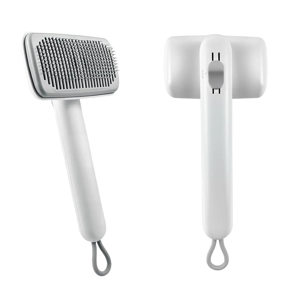 Dog & Cat Button Hair Removal Comb - Universal Self-Cleaning Deshedding Slicker Brush, 1-Click Release, Easy Clean, Shed Control, No Hair Picking