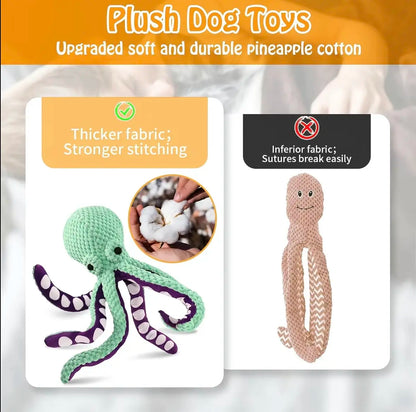 Interactive Plush Squeaky Dog Toy for All Sizes - Durable Soft Fabric Chew Toy for Indoor Play and Boredom Relief - MRWJ