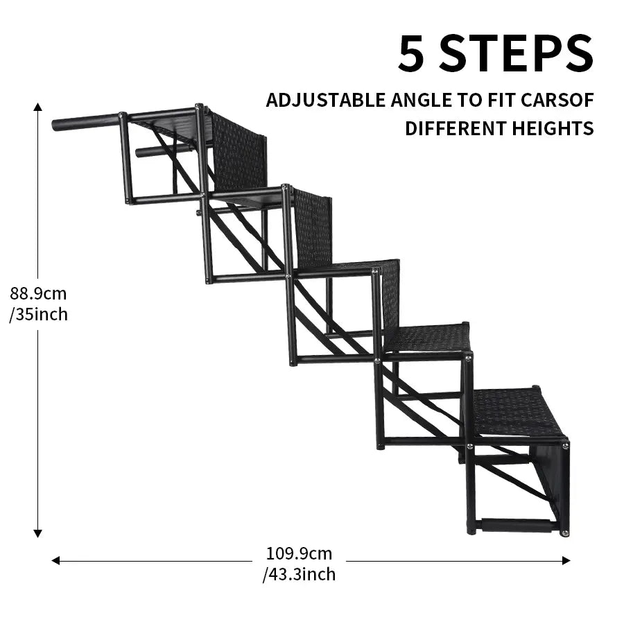 Aothey 5 Step Dog Stairs for Car,Foldable Dog Ramps for Large Dogs with Non Slip Surface, Portable Dog Steps for Cars and SUV, Truck, Support up to 200 Lbs