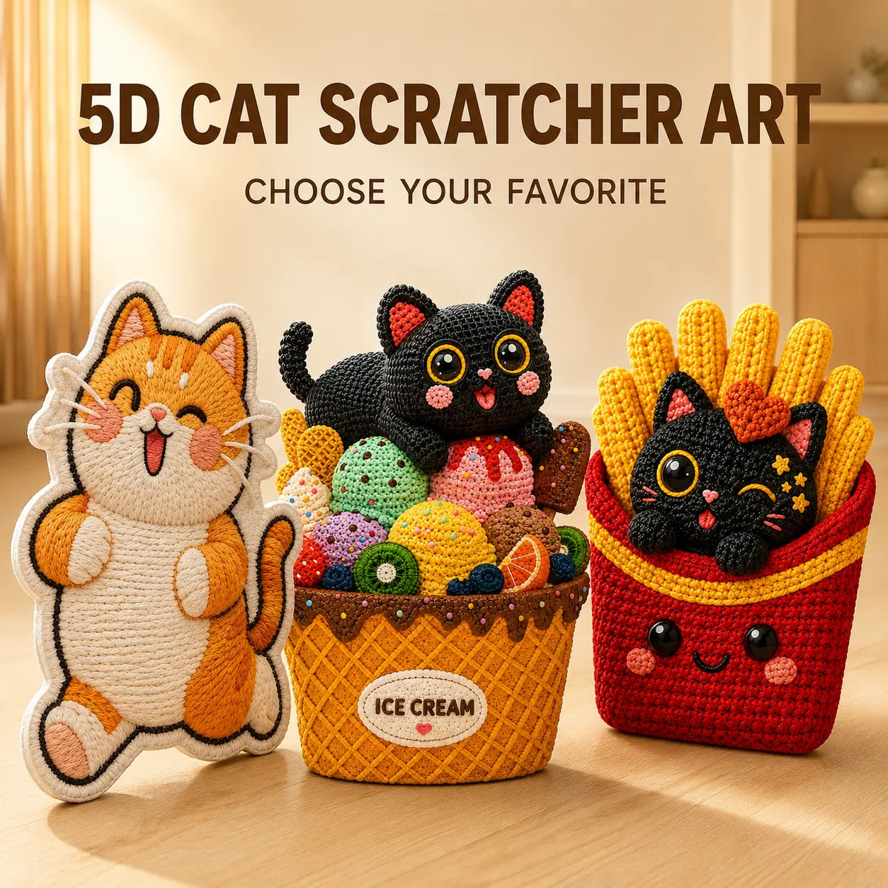 Omnipets 5D Cartoon-Printed Polyester Felt Cat Scratching Pad - Self-Adhesive Vertical Wall-Mounted Furniture Protector with Complimentary Bee Toy for Clean Indoor Cat Care