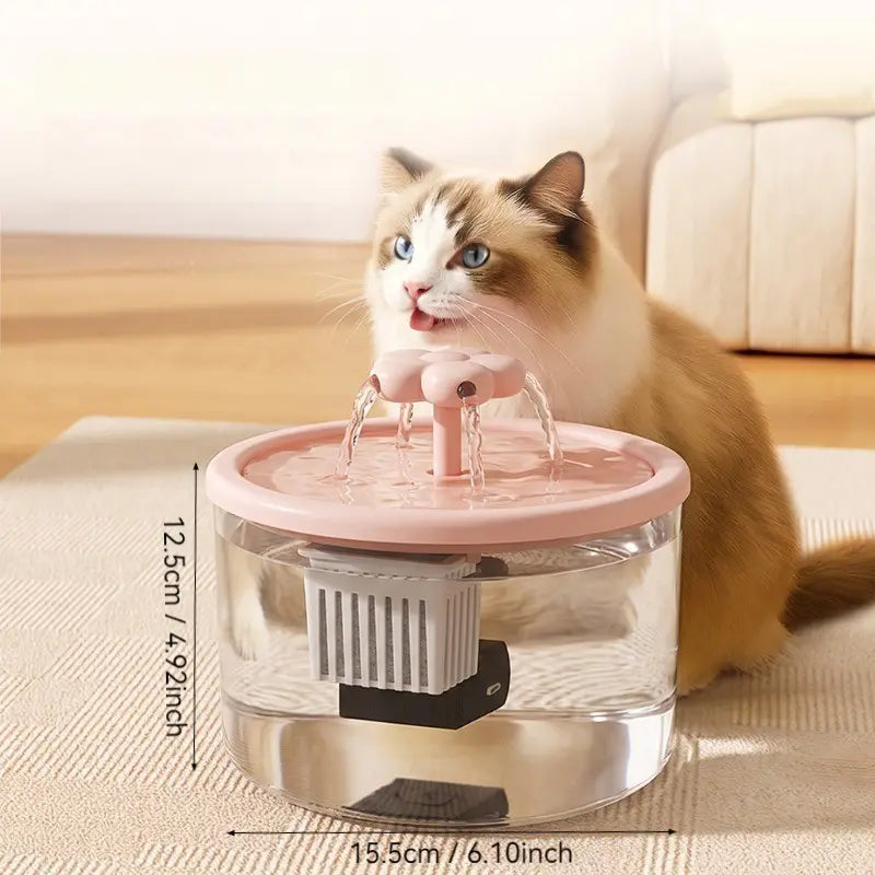 Cat Water Fountain Dispenser, Transparent Design, Quiet Operation, Usb-Powered, Recirculating Filter, Indoor Cat Drinking Fountain