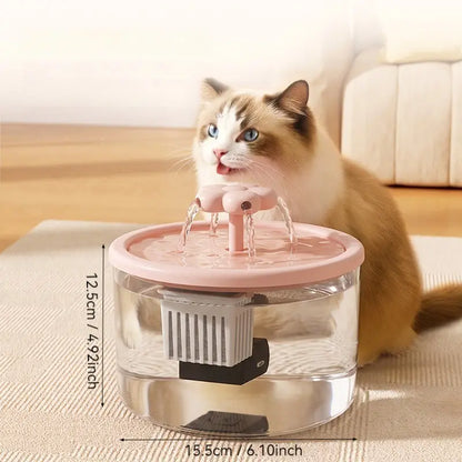 Cat Water Fountain Dispenser, Transparent Design, Quiet Operation, Usb-Powered, Recirculating Filter, Indoor Cat Drinking Fountain