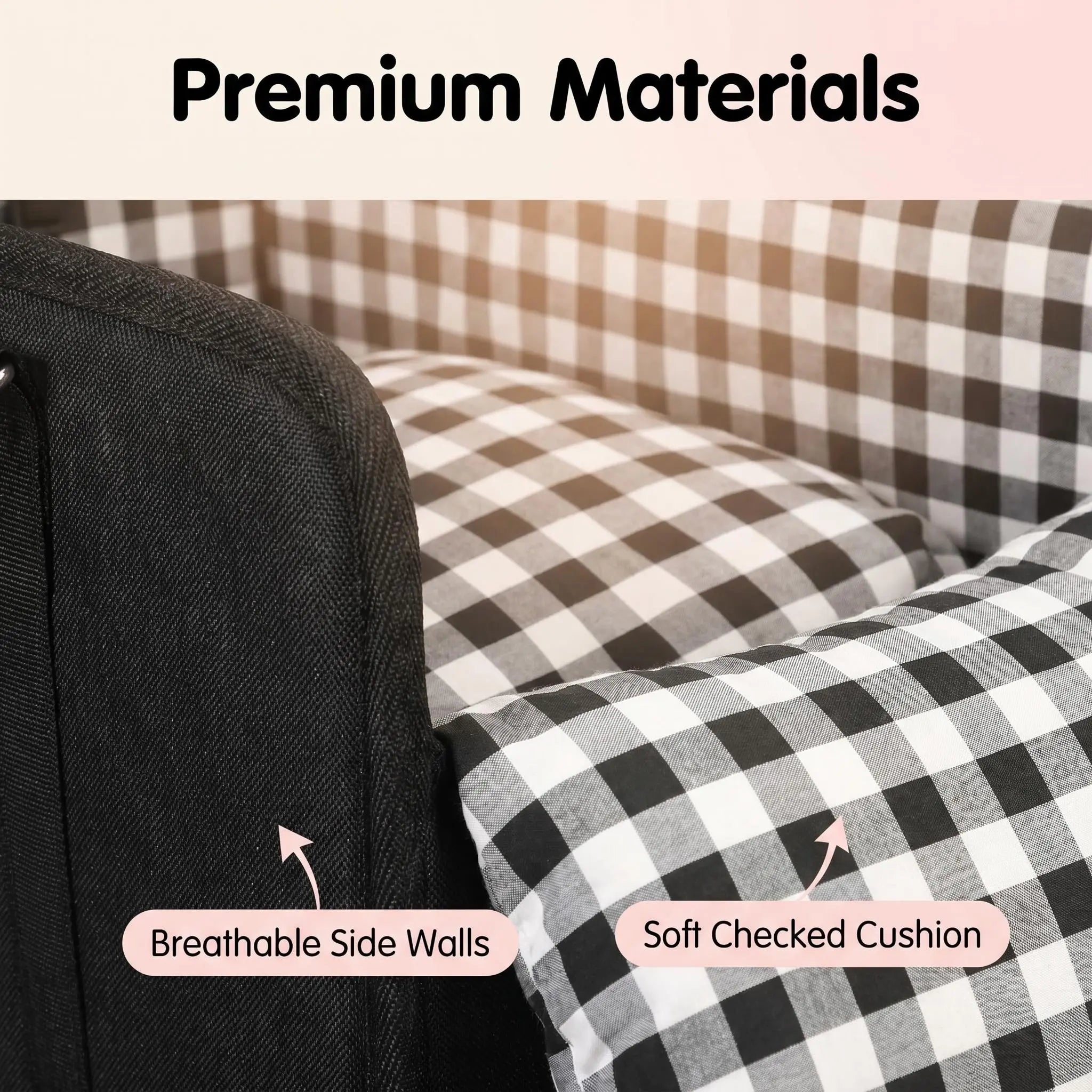 Anti-Anxiety Dog Console Car Seat with Safety Leash - Comfort Plaid Puppy Car Bed Booster, Washable Travel Car Carrier Seat for Chihuahua, Yorkie Gift Cat,Back to School
