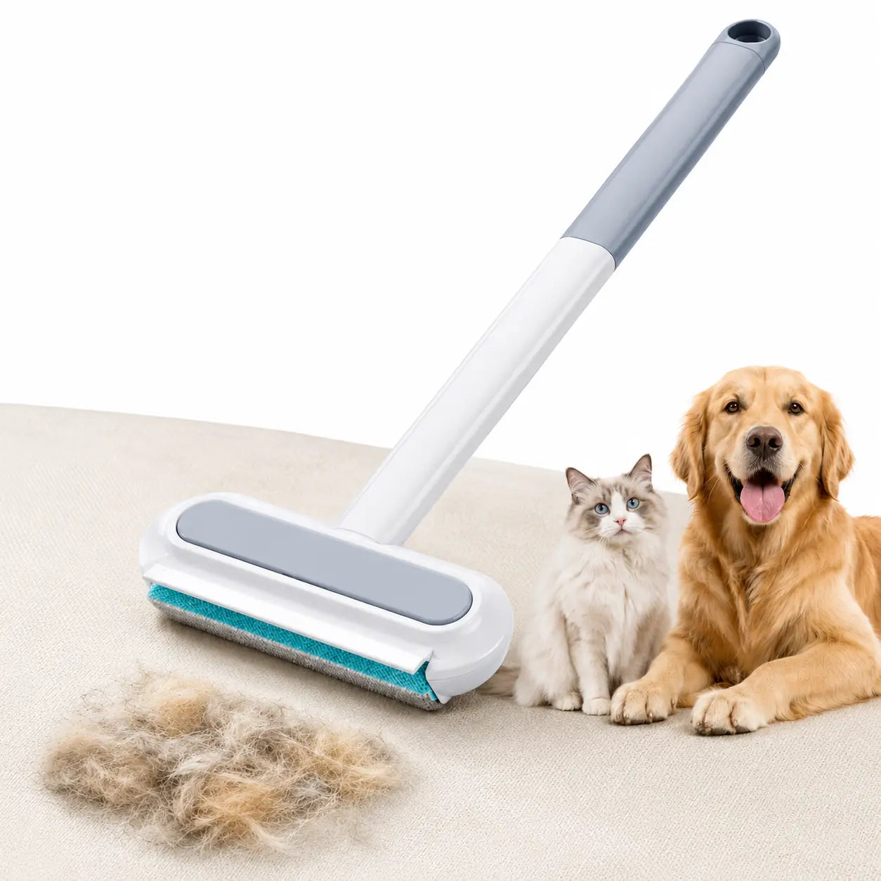 Universal Pet Hair Remover Brush with Long Handle - Reusable and Easy to Clean Tool for Sofa and Carpet - Ideal for Dog and Cat Grooming