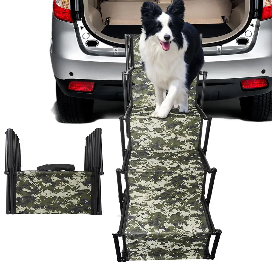 Aothey 5 Step Dog Stairs for Car,Foldable Dog Ramps for Large Dogs with Non Slip Surface, Portable Dog Steps for Cars and SUV, Truck, Support up to 200 Lbs